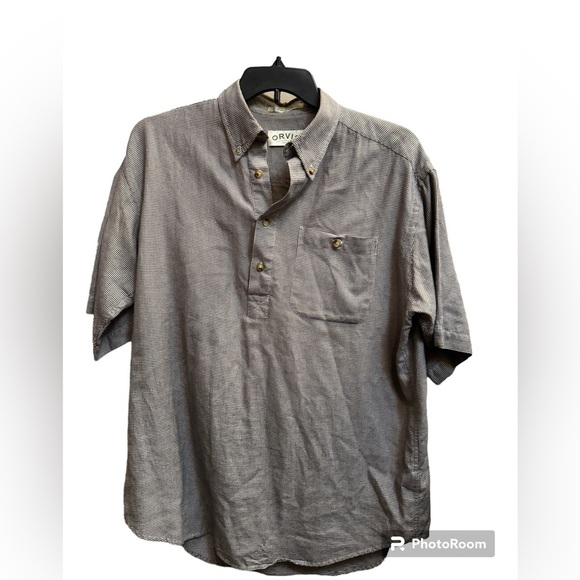 ORVIS Men's Large Shirt 1/4 Button Collared
Workwear Twill Cotton Angler Fishing - Picture 1 of 10